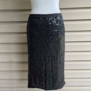 •Stenay•  Black Sequin 100% Silk Skirt - Size Large